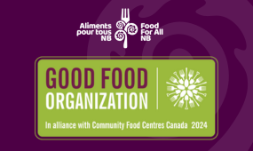 Purple graphic: Proud Good Food Organization 2024! 'Beyond the Emergency: Evolve your food bank for change